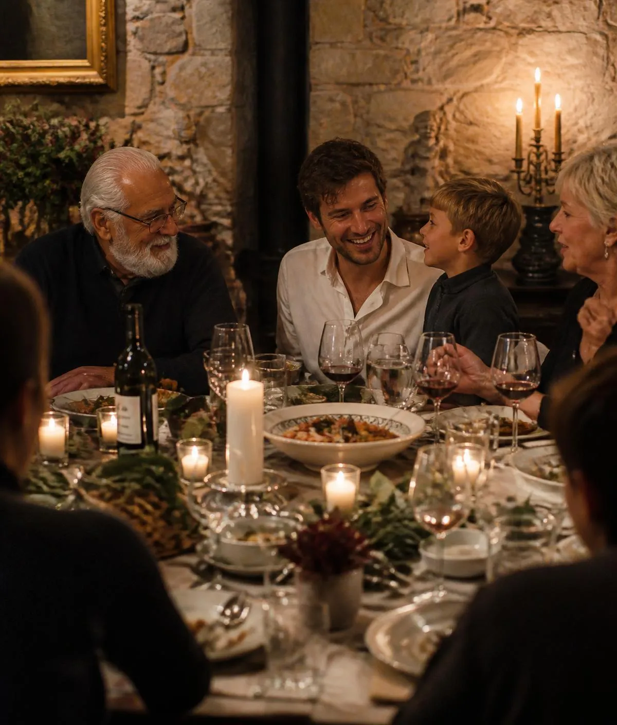 Concierge: a candlelit family dinner, three generations at the table