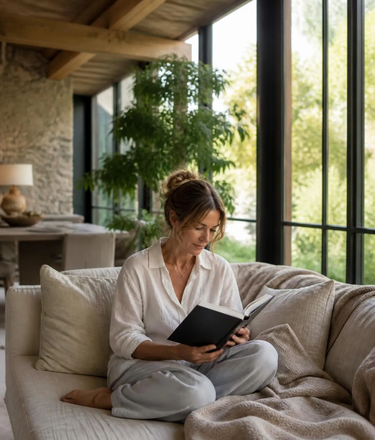 Expatriation: reading in peace, in a conservatory open onto the garden